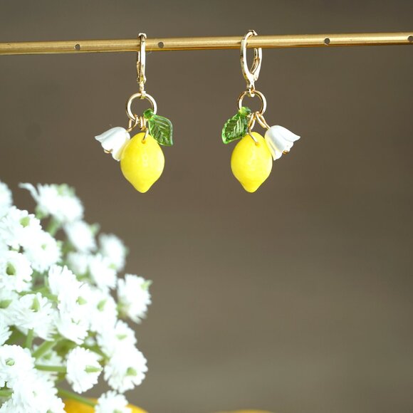 Handmade cute lemon earrings - Picture 7 of 7